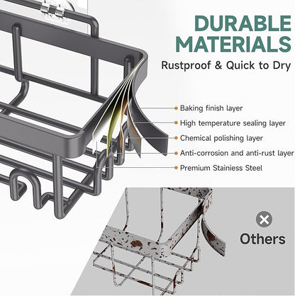 Veken Rustproof & Waterproof Shower Caddy 6-Pack, No Drilling Adhesive Shelves - Image 4