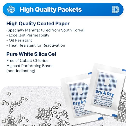 Dry & Dry 5 Gram Silica Gel Packets Silica Gel Desiccants, Silica Gel Packs - Image 2
