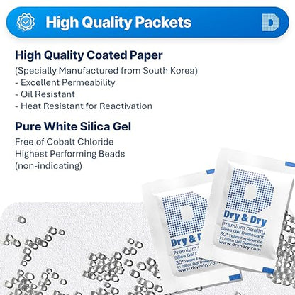 Dry & Dry 5 Gram Silica Gel Packets Silica Gel Desiccants, Silica Gel Packs - Image 2