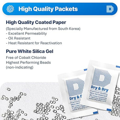 Dry & Dry 5 Gram Silica Gel Packets Silica Gel Desiccants, Silica Gel Packs - Image 2