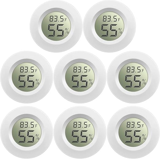 Weewooday 8 Pcs Mini Hygrometer Thermometer Round Digital Humidity Gauge by Weewooday