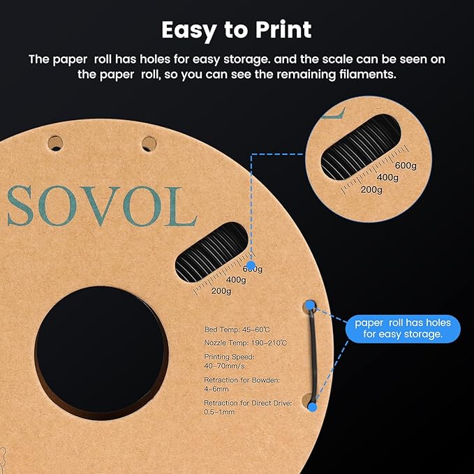 Sovol 3D Printer PETG Filament 2kg Spool Printing Materials, Wiring Tightness - Image 3