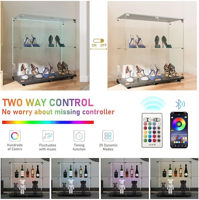 Yoluckea 2-Tier Glass Display Cabinet - Image 3