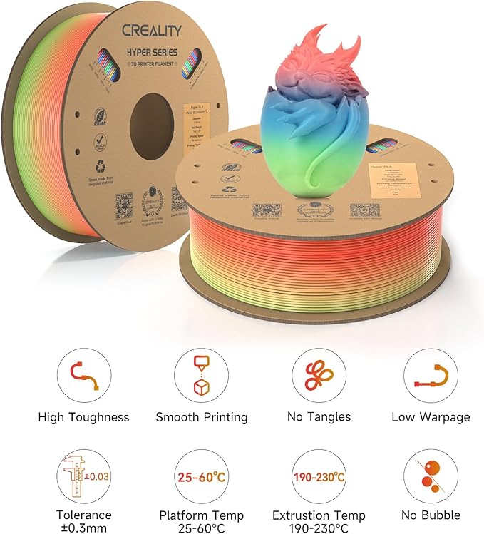 Creality 3D Printer Filament PLA 1.75mm, Creality Official Hyper Multicolor - Image 2