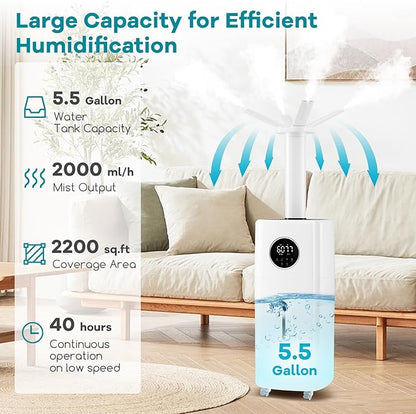 ARLIME Humidifier Large Room 2200 Sq.Ft, 5.5Gal Top Fill Commercial Humidifier - Image 4