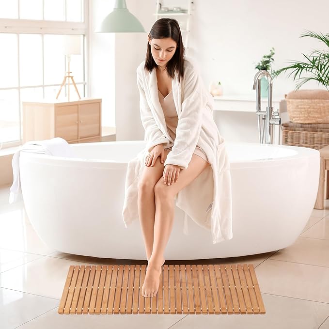 Bath Mat Bathroom Runner Long Large Rugs Floor Wood Shower Bathtub Waterproof - Image 6