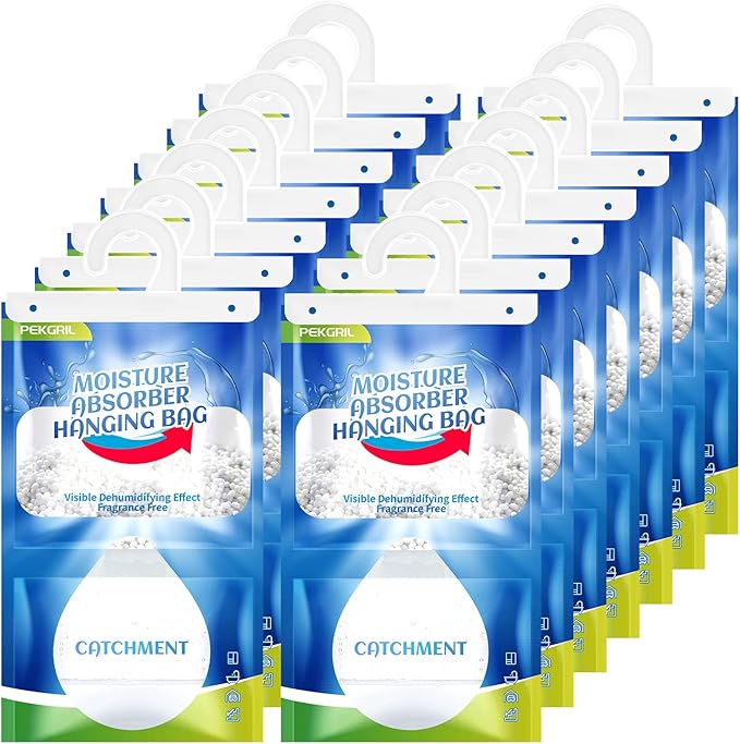 PEKGRIL Moisture Absorber Packets 14-Packs, 15 oz Hanging Dehumidifier Bags by WelcometoPEKGRIL