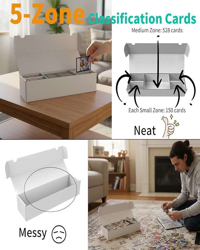 Laminated Trading Card Storage Box, Glossy White Cardboard Collector Box - Image 3