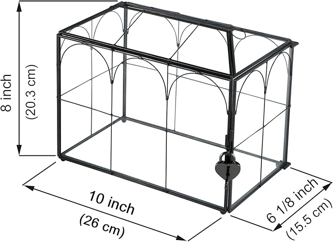 Wedding Card Box with Slot, 10.2'' Large Black Glass Card Boxes - Image 6