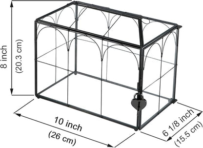 Wedding Card Box with Slot, 10.2'' Large Black Glass Card Boxes - Image 6