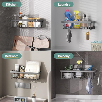 Veken Adhesive Shower Caddy 5-Pack, Heavy Weight Bearing, Large Wall Mounted - Image 4