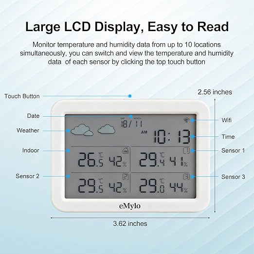 eMylo WiFi Hygrometer Thermometer 4 Pack, Smart Digital Indoor Temperature - Image 5