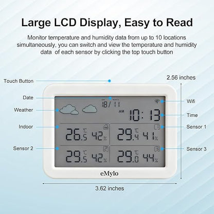 eMylo WiFi Hygrometer Thermometer 5 Pack, Smart Digital Indoor Temperature - Image 5