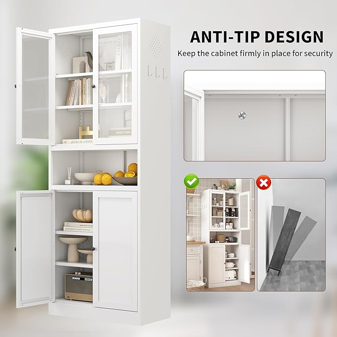 Kitchen Pantry Cabinet with Microwave Stand, Assembly Required - Image 5