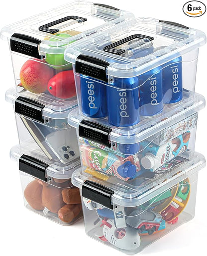 Plastic Storage Bins with Lids 6 Packs, 7 Quart Storage Organizer Bins with by EasyCozyHomey