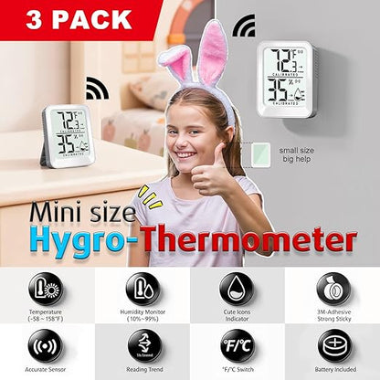 3 Pack Room Thermometer Indoor Hygrometer - Image 2
