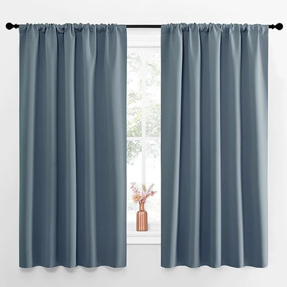 NICETOWN Blackout Curtains for Living Curtains, Smoky Blue, 52 by 63 Inch by NICETOWN