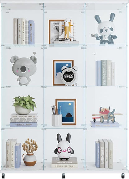 Yoluckea 4 Shelves Glass Display Cabinet Extra Large, Floor Standing Clear - Image 9