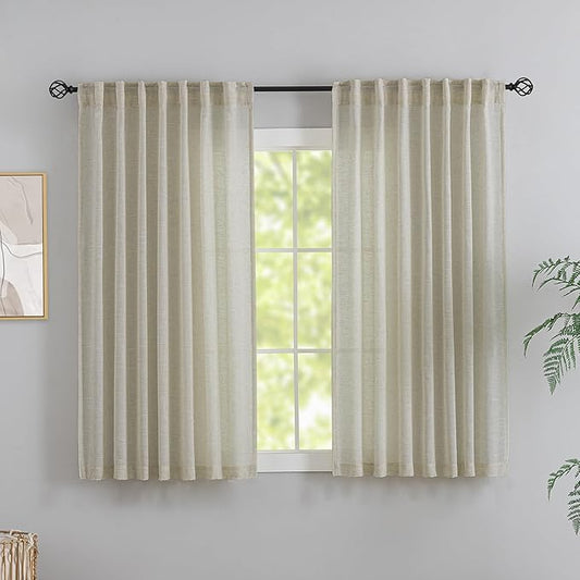 Flax Linen Curtains 72 Inch Length by DONREN