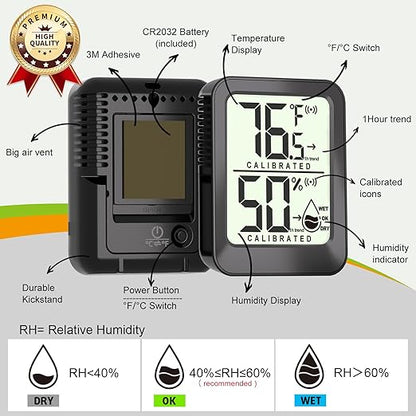 Antonki 4 Pack Mini Room Thermometer Hygrometer Indoor Temperaure and Humidity - Image 6