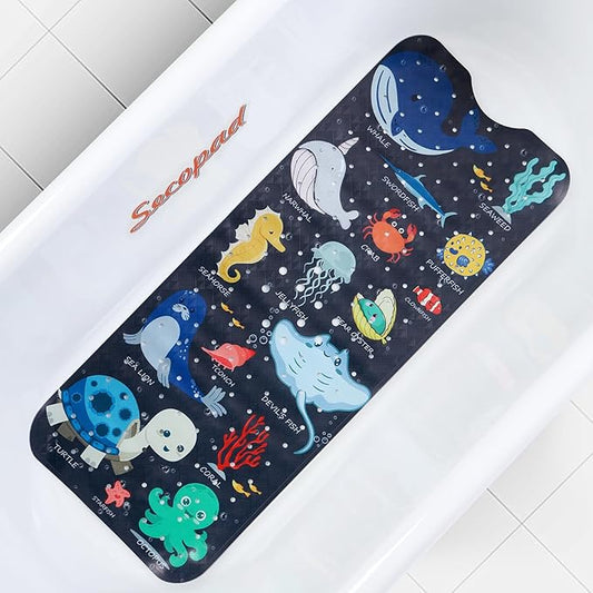 Bath Mat for Tub Non Slip, Machine Washable Anti-Slip Cartoon Baby Bathtub by Secopad