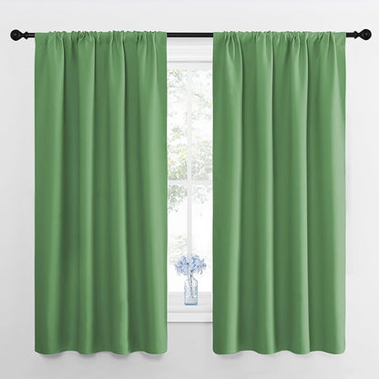 NICETOWN Bedroom Curtains Blackout Draperies, Froest Green, 1 Pair, 34-inch W x by NICETOWN