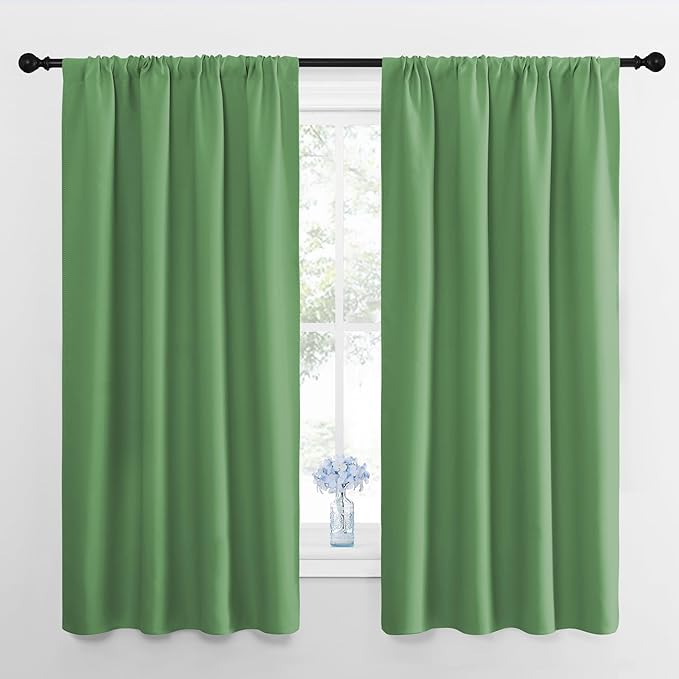 NICETOWN Blackout Curtains for Living Room, Froest Green, 2 Panels, 42 by 63 by NICETOWN
