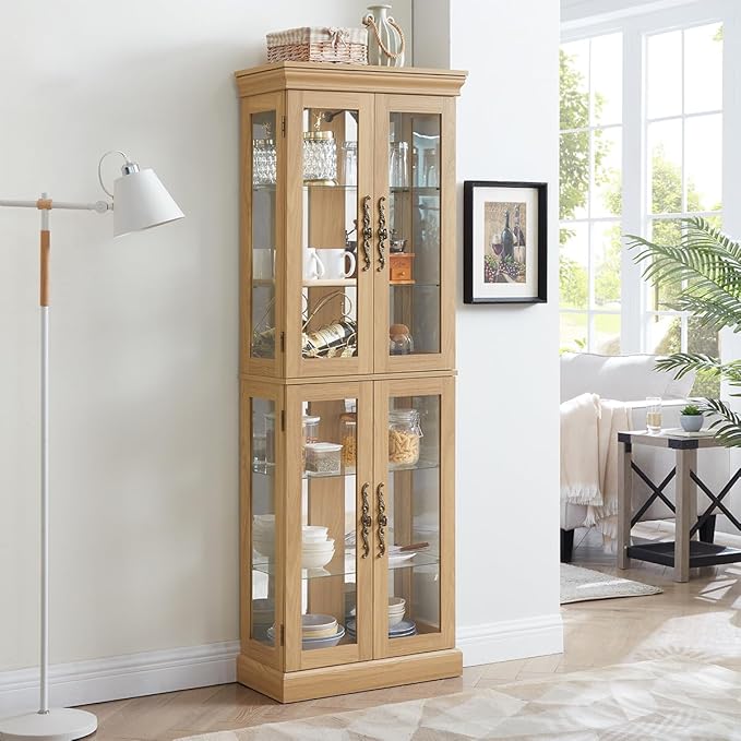 Lighted Glass Curio Cabinet by Unknown