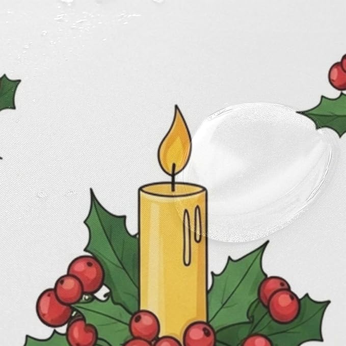 Christmas Candle Yellow Shower Curtain Liner 72×72 inch - Image 4
