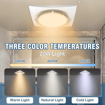 Bathroom Exhaust Fan with Light, 110 CFM, 1.0 Sones, 12.16” Ceiling Vent Fan - Image 3