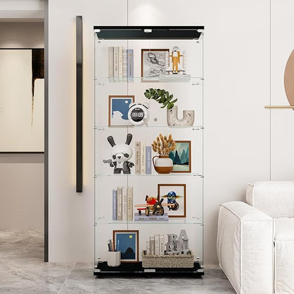Yoluckea 5 Shelves Glass Display Cabinet - Image 3