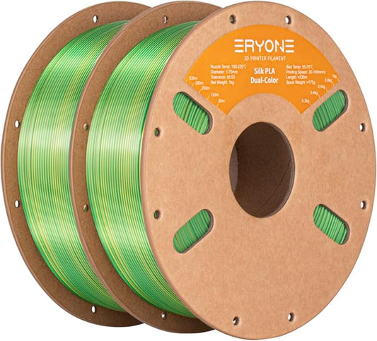 ERYONE Silk Dual Color PLA Filament 3D Printer 1.75mm +/- 0.03mm, Bicolor by ERYONE
