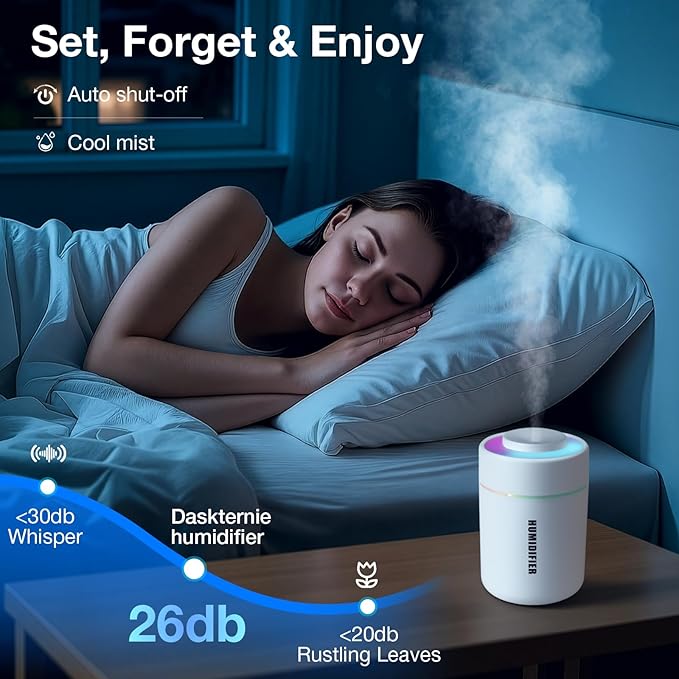 Portable Mini Humidifier, 180ml USB Cool Mist Small Humidifiers - Image 5
