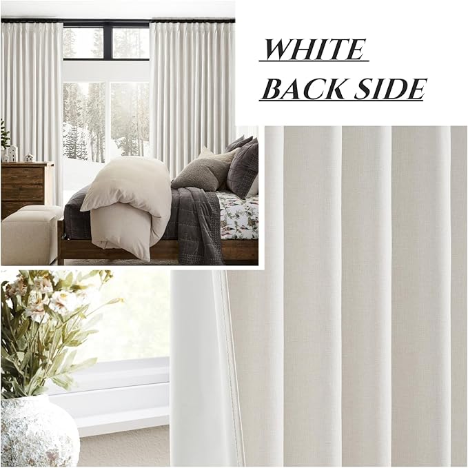 Birch Drapes 84 Inch Length 2 Panels Set, Linen Pinch Pleated Curtains - Image 6