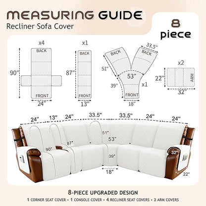 Arfntevss Waterproof Recliner Sectional Couch Covers - Image 5