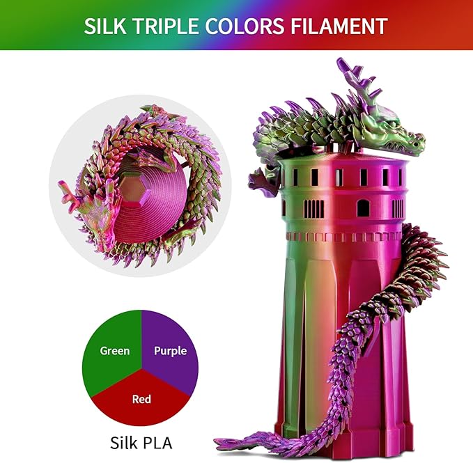 ERYONE Silk Tri Color PLA Filament 3D Printer 1.75mm +/- 0.03mm - Image 4