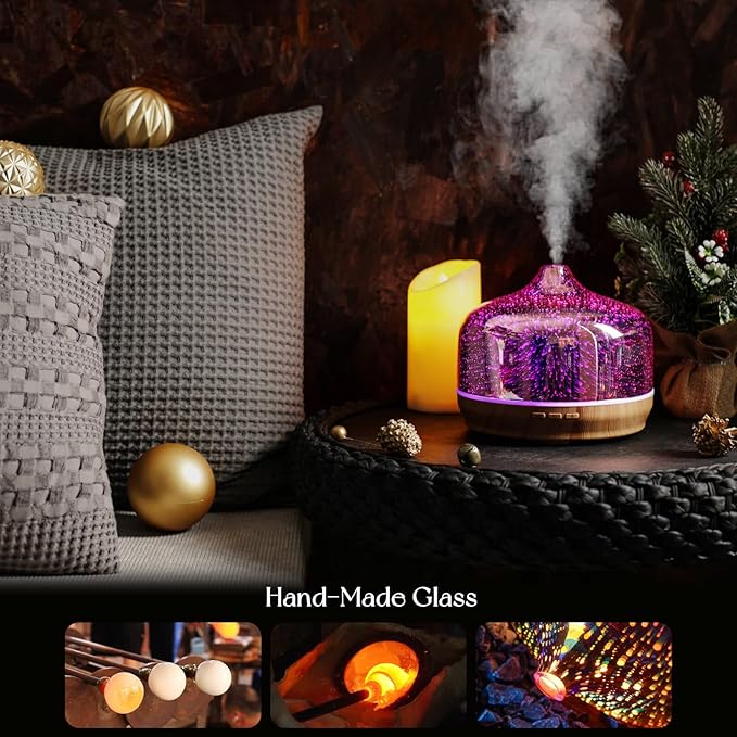 Porseme 500ml Glass Essential Oil Diffuser Aromatherapy Ultrasonic Cool Mist - Image 5