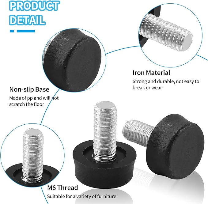 Biaungdo 24 Pcs Adjustable Furniture Levelers, M6x15 mm Ajustable Leveling Feet - Image 3