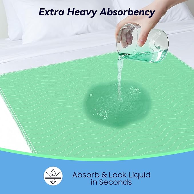 4 Pack 36” x 54” Extra Heavy Absorbency Washable Underpads, Waterproof Nursing - Image 3