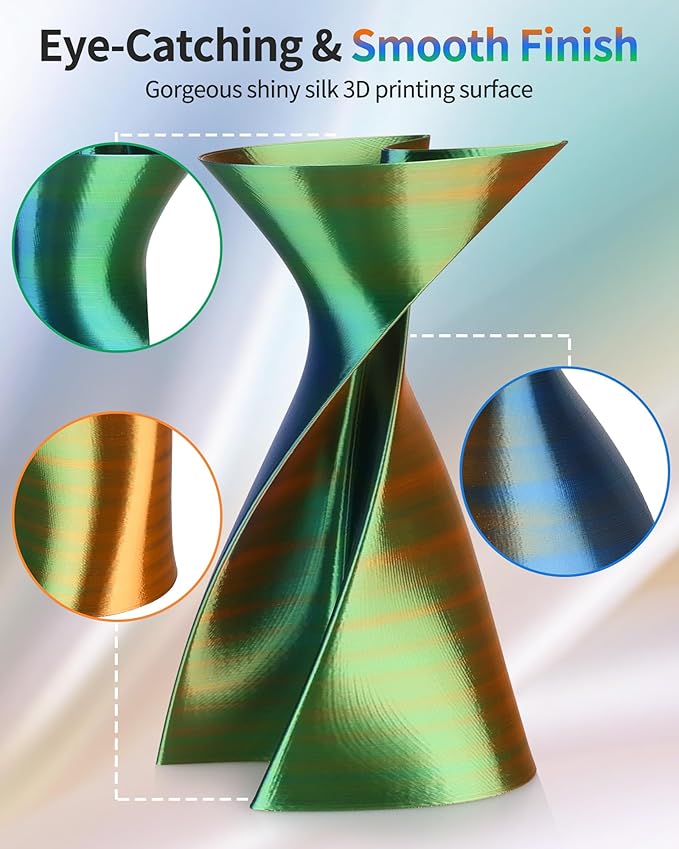 LANDU Silk Tri-Color PLA Filament 1.75mm 1Kg, Triple Color Silk PLA Filament - Image 3