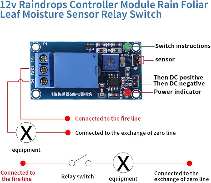 Rain Sensor Relay, 12V Raindrops Controller Module - Image 4