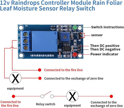 Rain Sensor Relay, 12V Raindrops Controller Module - Image 4