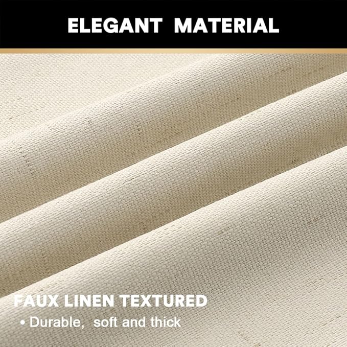 PrinceDeco 100% Blackout Curtains 96 Inches Long 2 Panels Sets Linen Black Out - Image 4