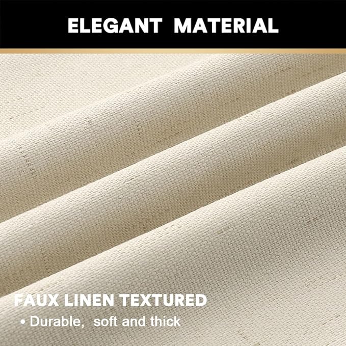 PrinceDeco Linen Black Out Curtains 54 Inches Long 100% Blackout Curtains - Image 4
