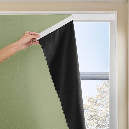 Adhesive Curtain 100% Blackout No-Drill Easy Install by JILRON