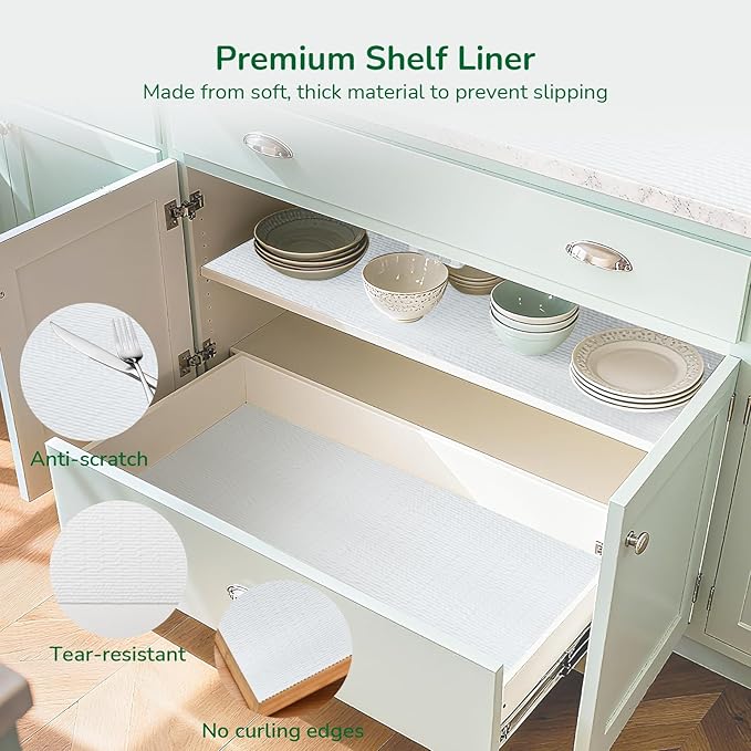 Practical White Shelf Liners for Kitchen Cabinets 12" x20FT, Non-Adhesive - Image 5