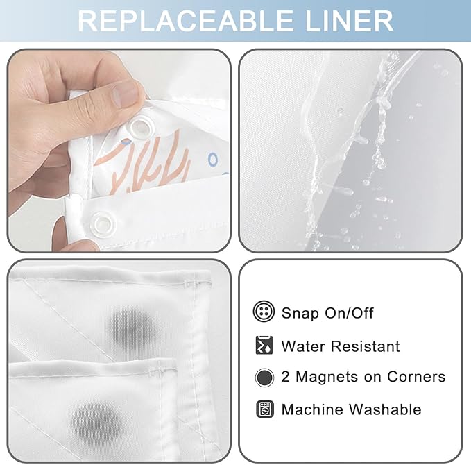 Extra Long No Hook Shower Curtain - Image 5