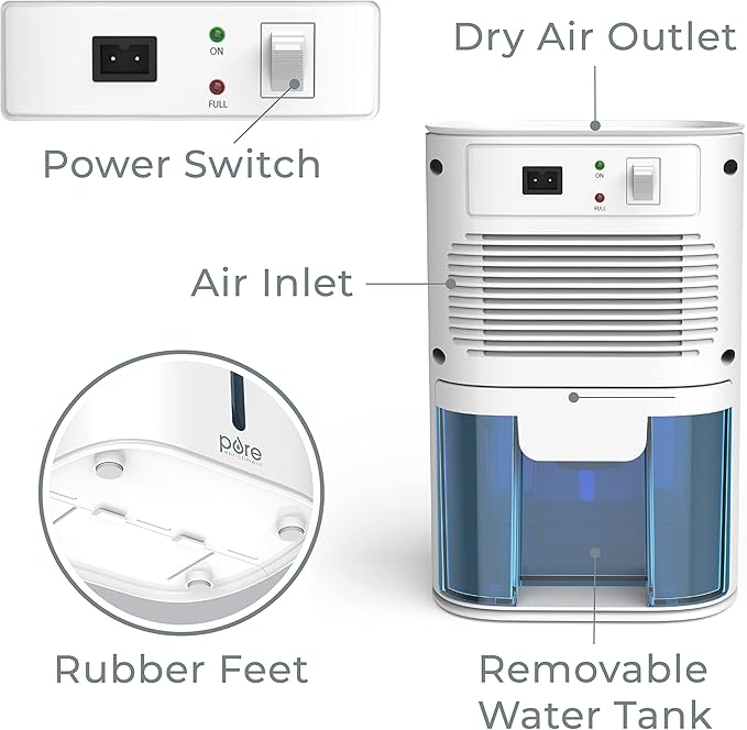 Pure Enrichment PureDry Mini Dehumidifier - 27oz Compact Water Tank Eliminates - Image 6