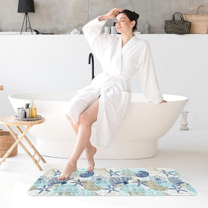 Cute Seashells Sea Shell Bath Mat Non Slip, Ocean Starfish Beach 40X16 Inch - Image 7