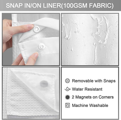No Hook Shower Curtain and Liner Set - Image 4